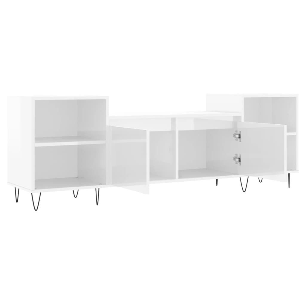 Meuble TV Blanc brillant 160x35x55 cm Bois d'ingénierie - XIOS