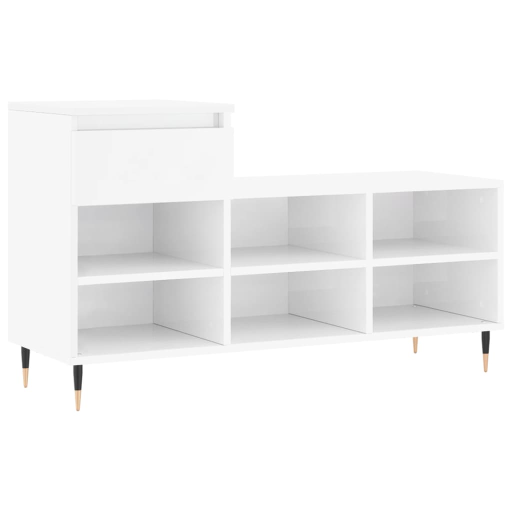 Armoire à chaussure Blanc brillant 102x36x60 cm Bois ingénierie - XIOS