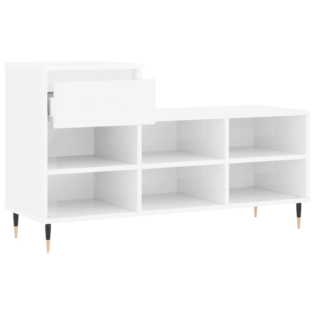 Armoire à chaussure Blanc brillant 102x36x60 cm Bois ingénierie - XIOS