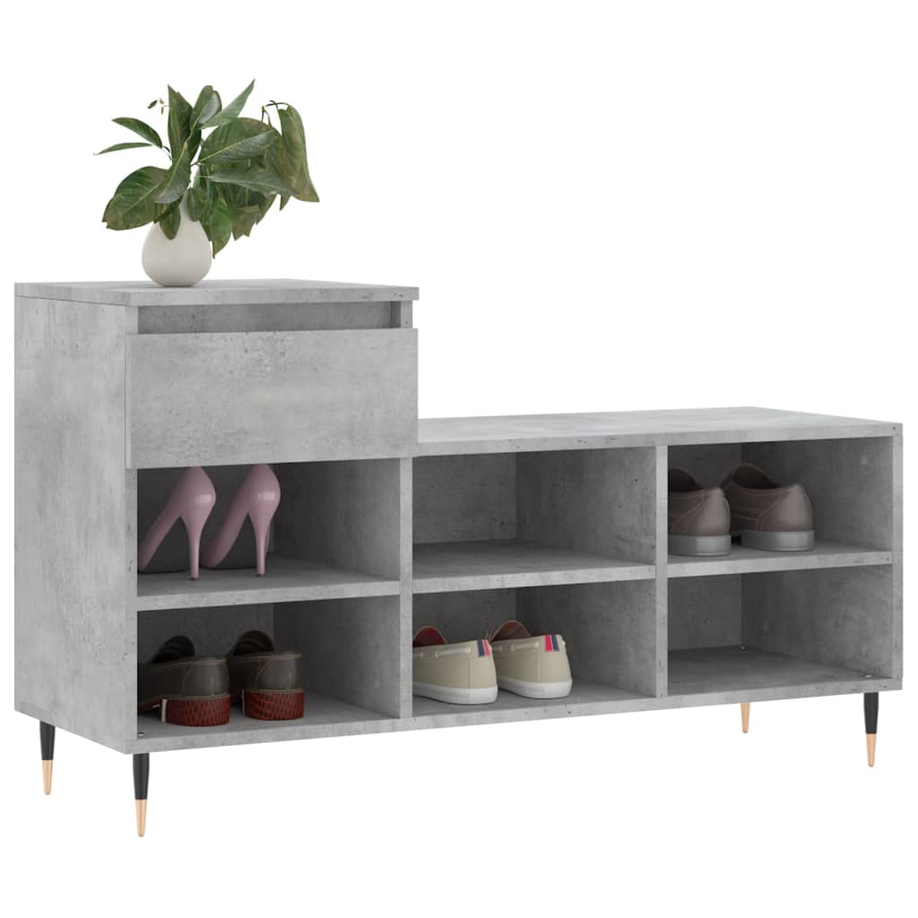 Armoire à chaussures Gris béton 102x36x60 cm Bois d'ingénierie - XIOS