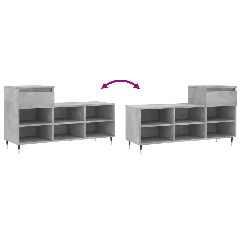 Armoire à chaussures Gris béton 102x36x60 cm Bois d'ingénierie - XIOS