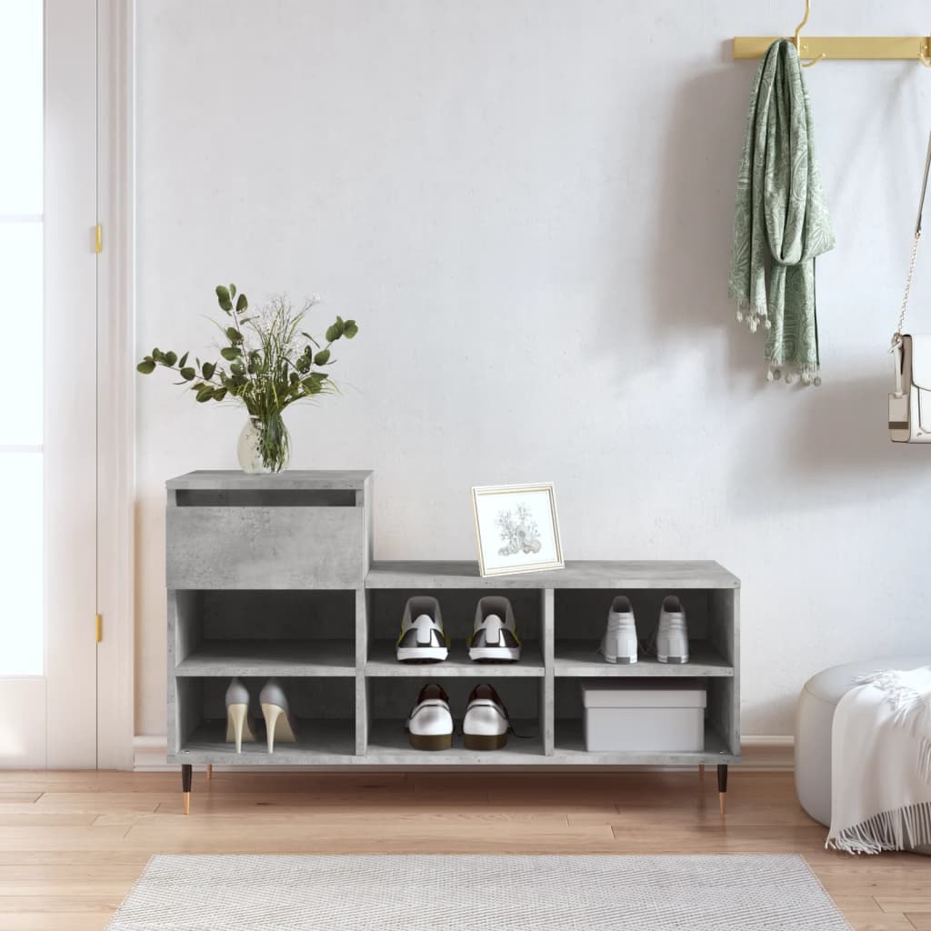Armoire à chaussures Gris béton 102x36x60 cm Bois d'ingénierie - XIOS