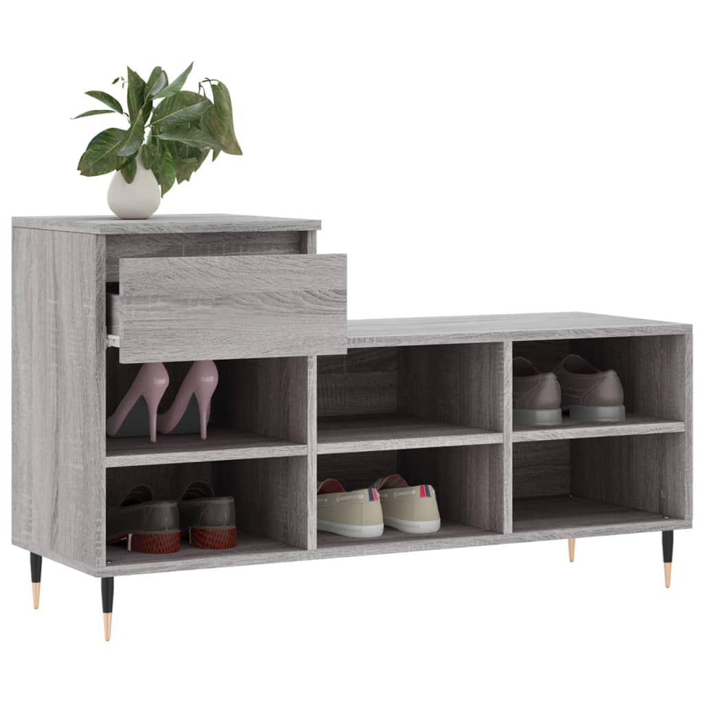 Armoire à chaussures Sonoma gris 102x36x60 cm Bois d'ingénierie - XIOS