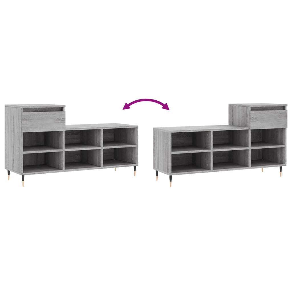 Armoire à chaussures Sonoma gris 102x36x60 cm Bois d'ingénierie - XIOS