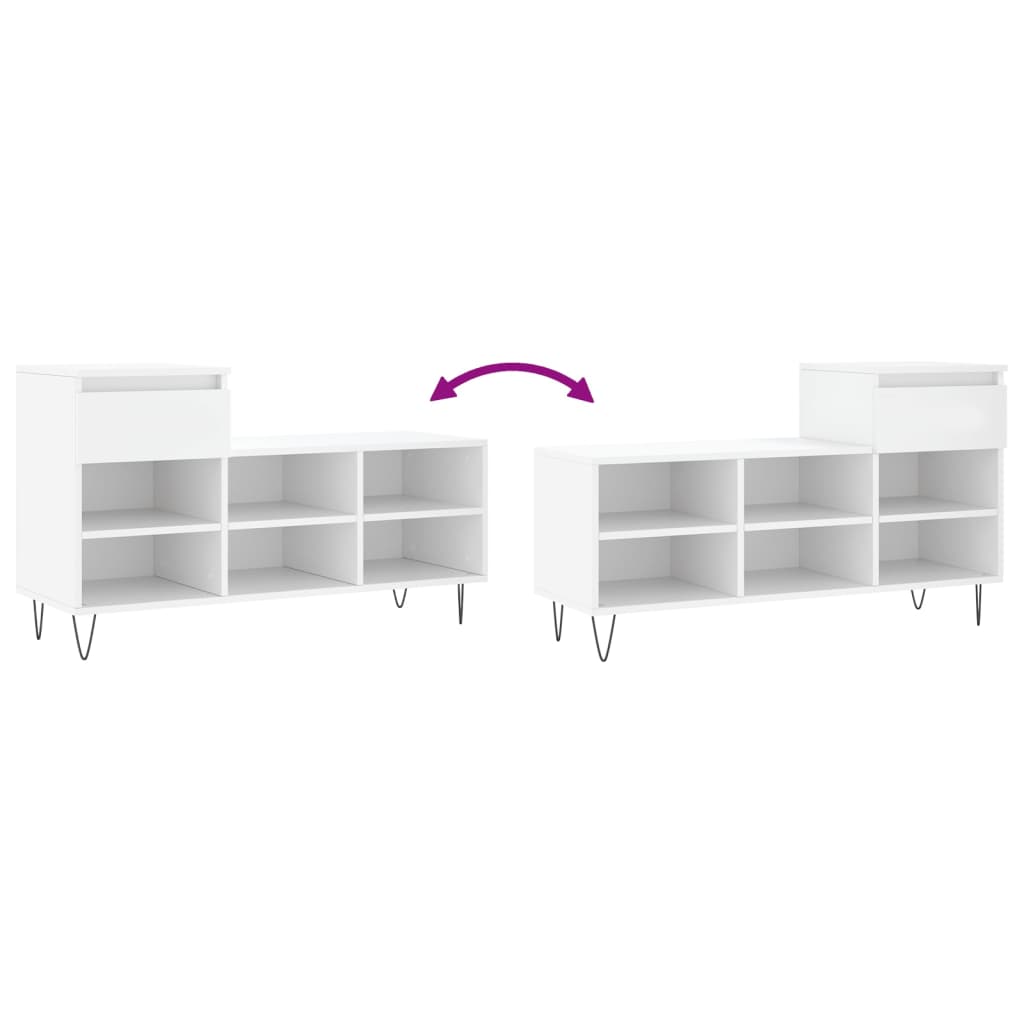 Armoire à chaussures Blanc 102x36x60 cm Bois d'ingénierie - XIOS