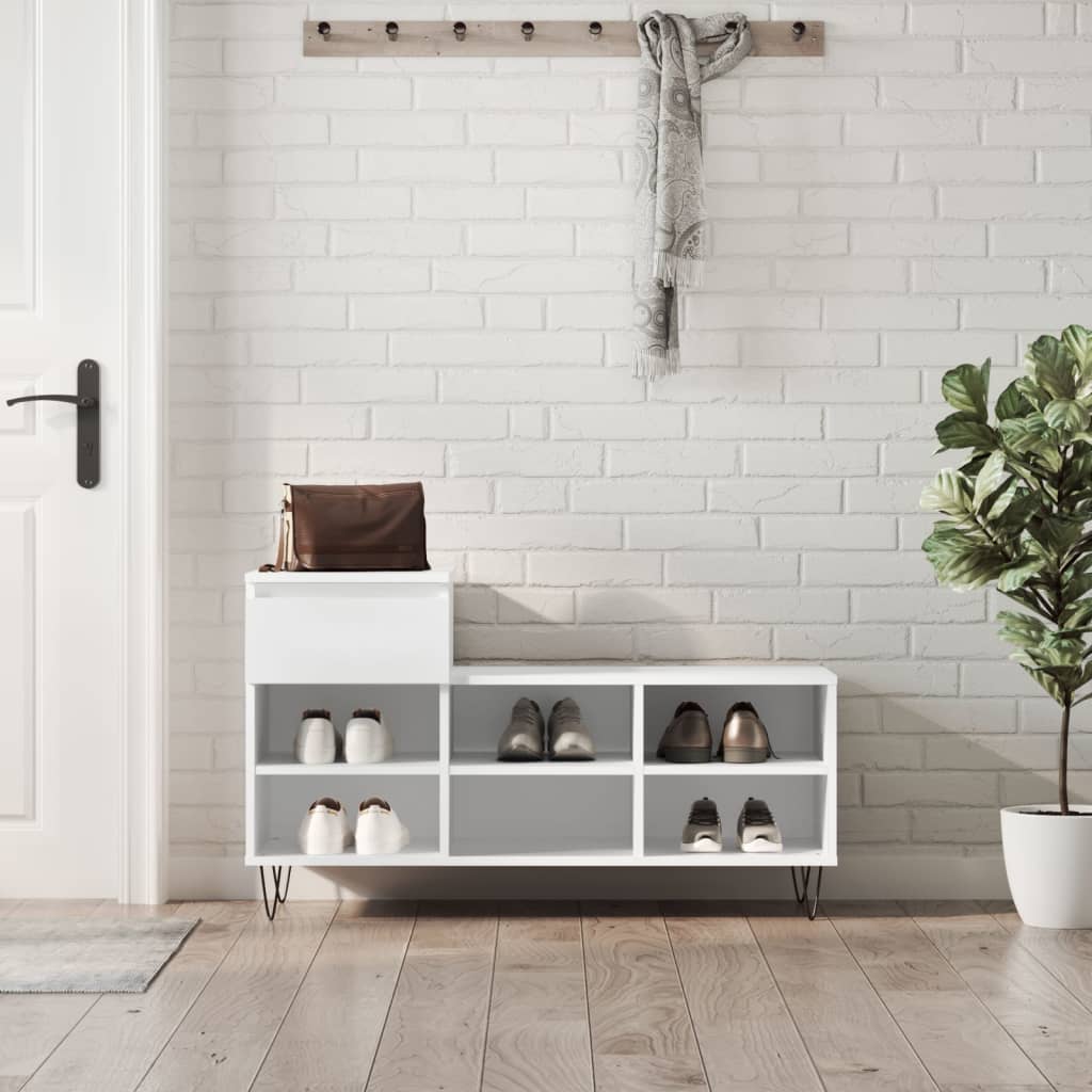 Armoire à chaussures Blanc 102x36x60 cm Bois d'ingénierie - XIOS