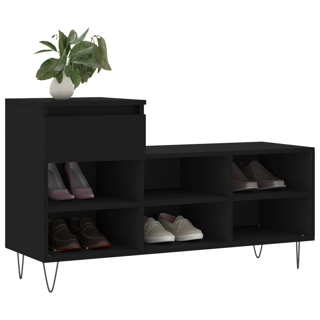 Armoire à chaussures Noir 102x36x60 cm Bois d'ingénierie - XIOS