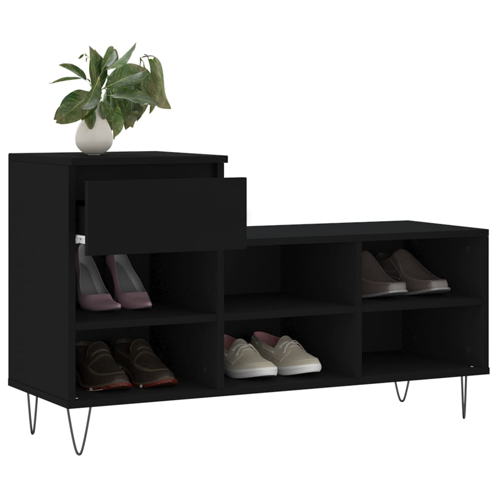 Armoire à chaussures Noir 102x36x60 cm Bois d'ingénierie - XIOS