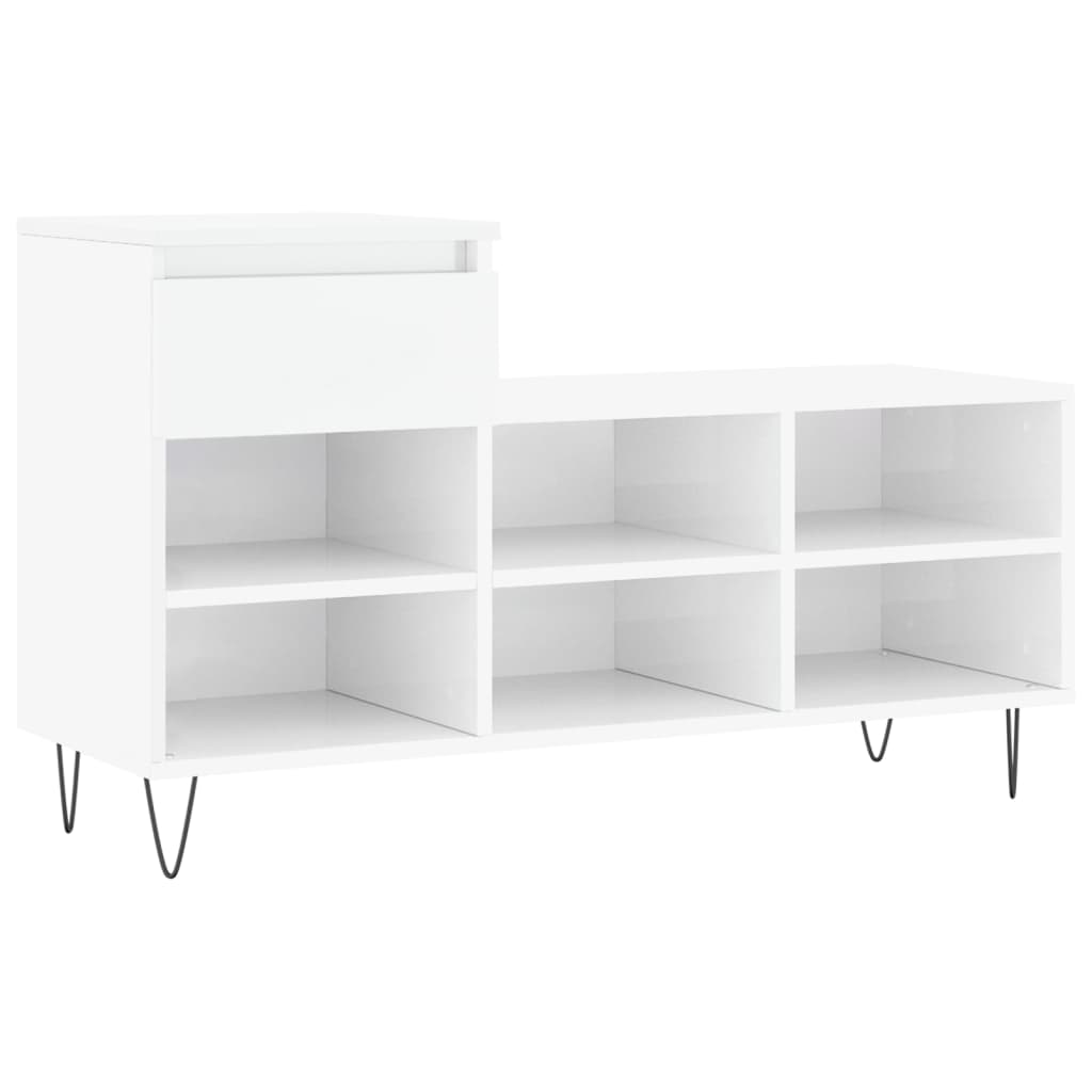 Armoire à chaussure Blanc brillant 102x36x60 cm Bois ingénierie - XIOS