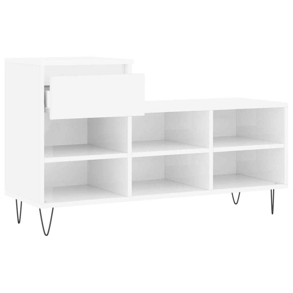 Armoire à chaussure Blanc brillant 102x36x60 cm Bois ingénierie - XIOS