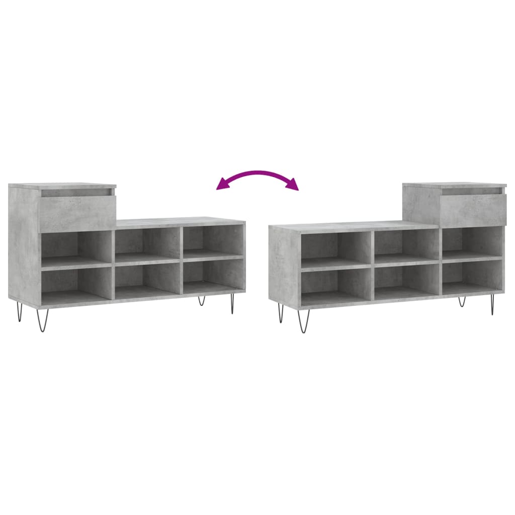 Armoire à chaussures Gris béton 102x36x60 cm Bois d'ingénierie - XIOS