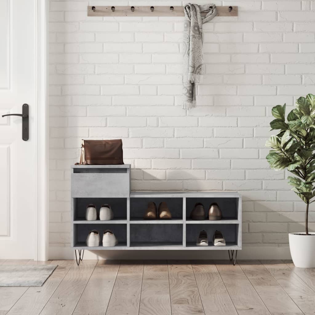 Armoire à chaussures Gris béton 102x36x60 cm Bois d'ingénierie - XIOS