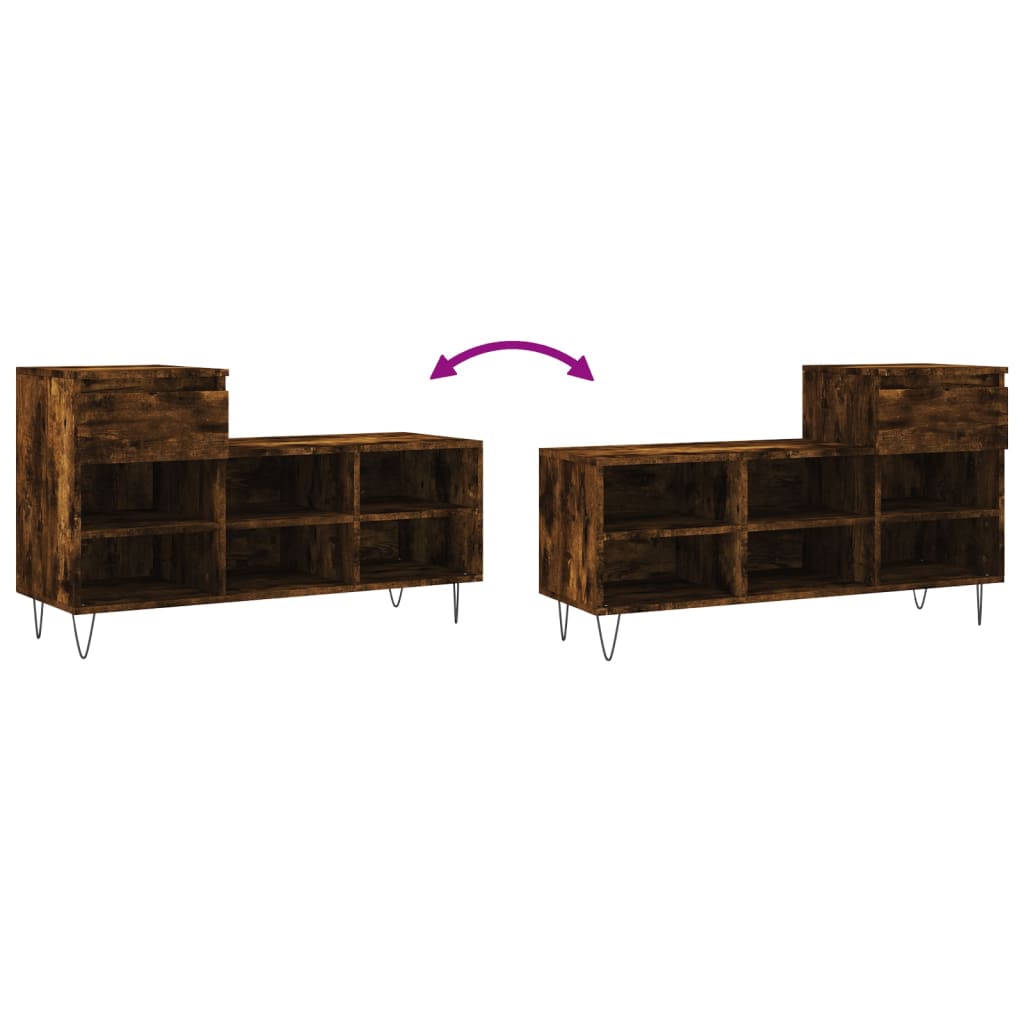 Armoire à chaussures Chêne fumé 102x36x60 cm Bois d'ingénierie - XIOS
