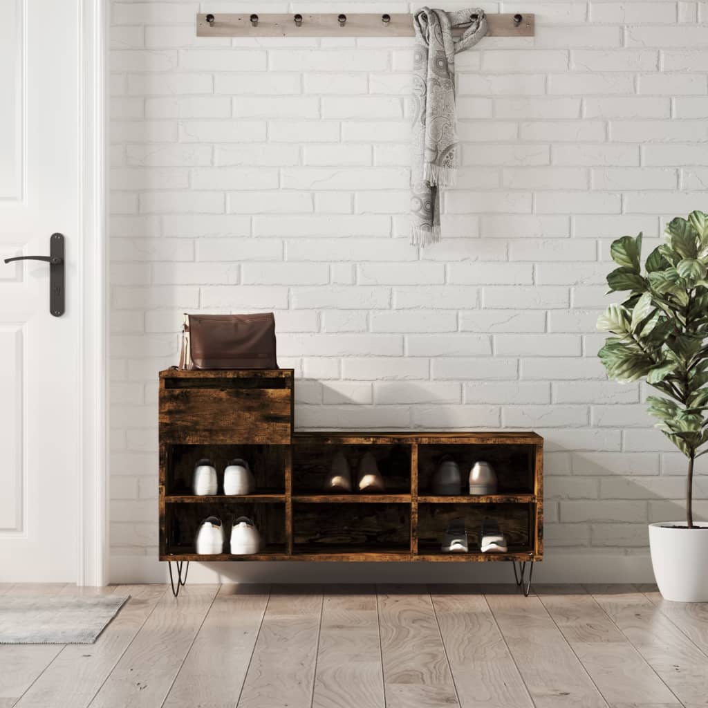 Armoire à chaussures Chêne fumé 102x36x60 cm Bois d'ingénierie - XIOS