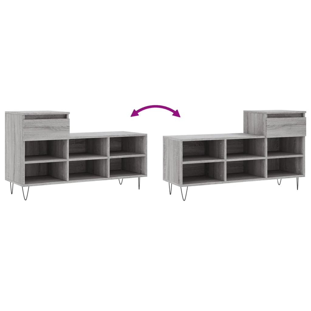 Armoire à chaussures Sonoma gris 102x36x60 cm Bois d'ingénierie - XIOS