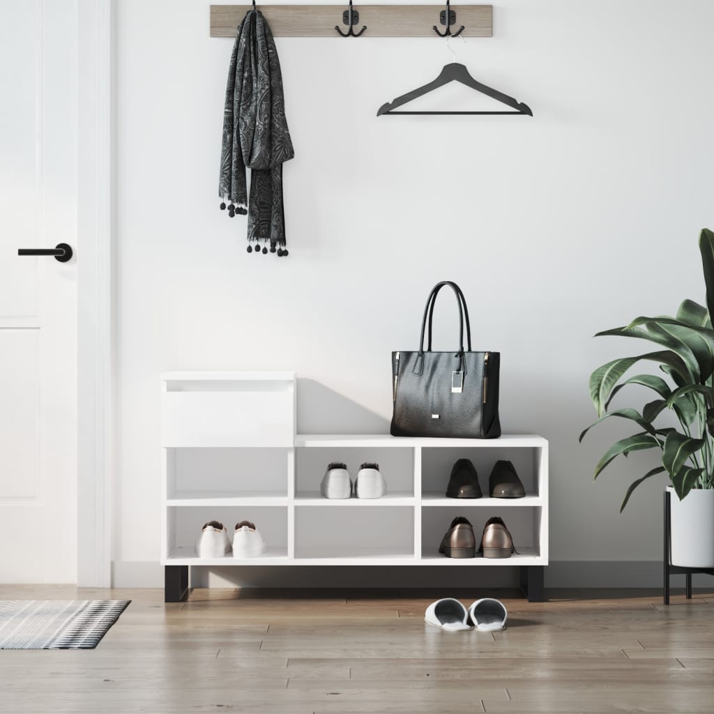 Armoire à chaussures Blanc 102x36x60 cm Bois d'ingénierie - XIOS