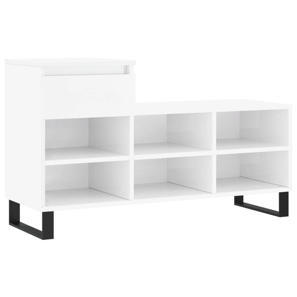 Armoire à chaussure Blanc brillant 102x36x60 cm Bois ingénierie - XIOS