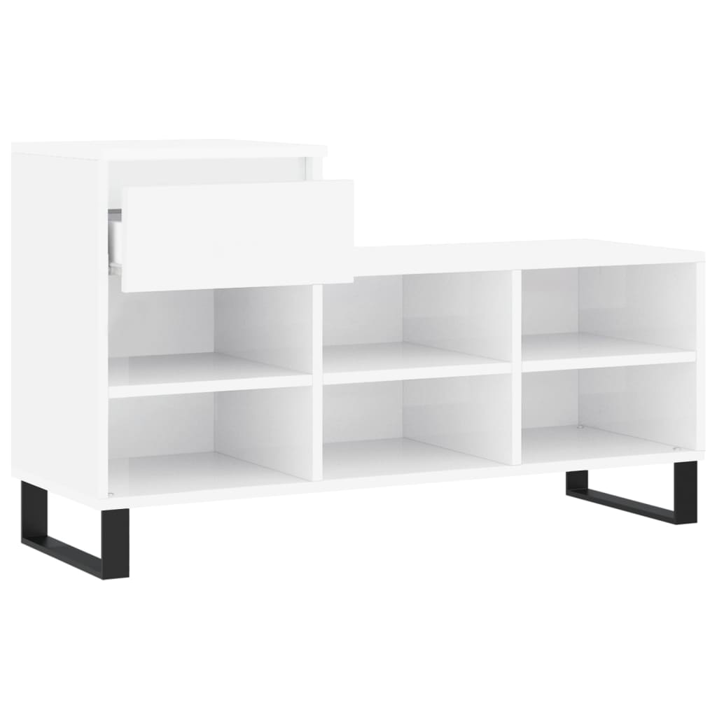 Armoire à chaussure Blanc brillant 102x36x60 cm Bois ingénierie - XIOS