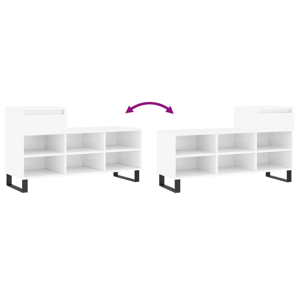 Armoire à chaussure Blanc brillant 102x36x60 cm Bois ingénierie - XIOS