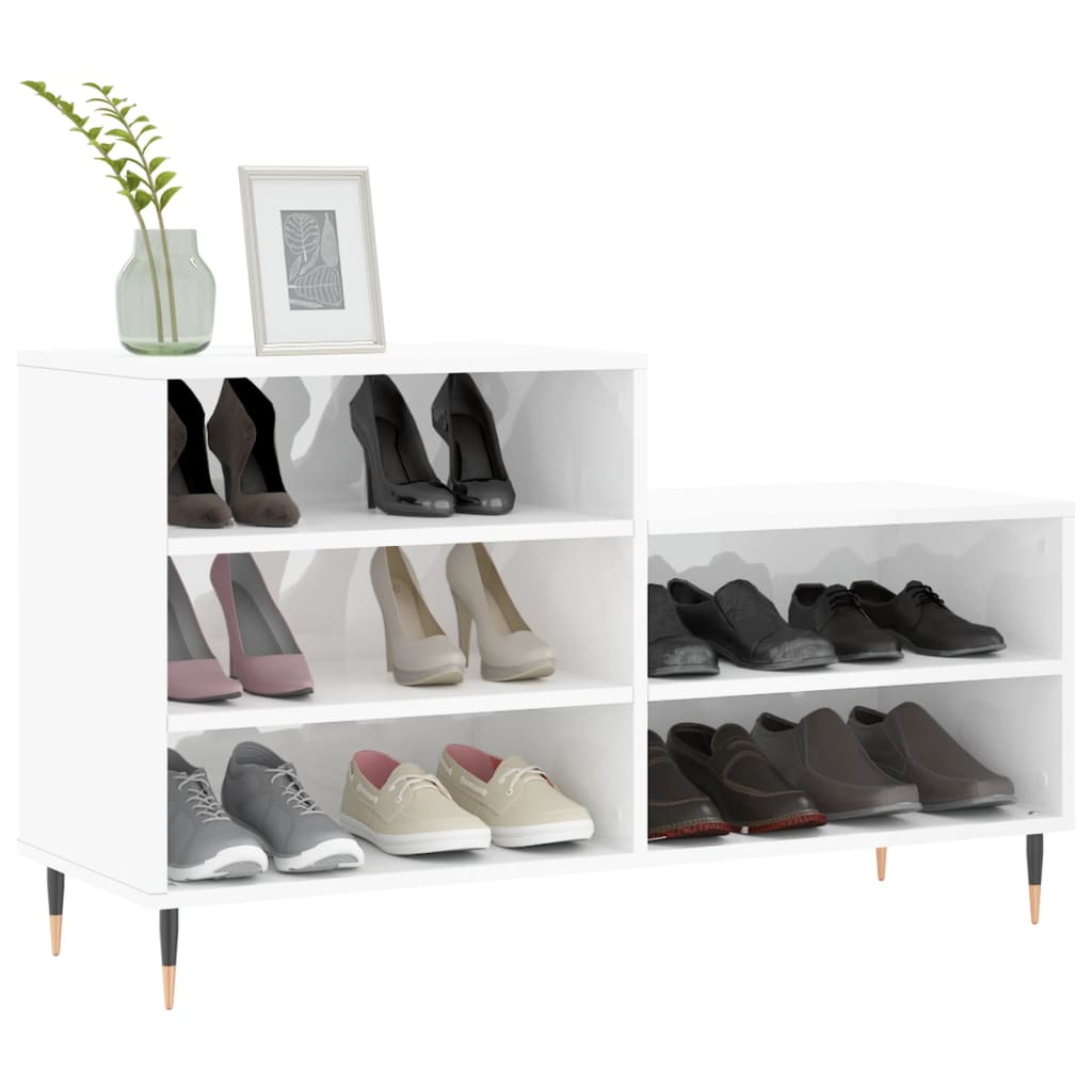 Armoire à chaussure Blanc brillant 102x36x60 cm Bois ingénierie - XIOS