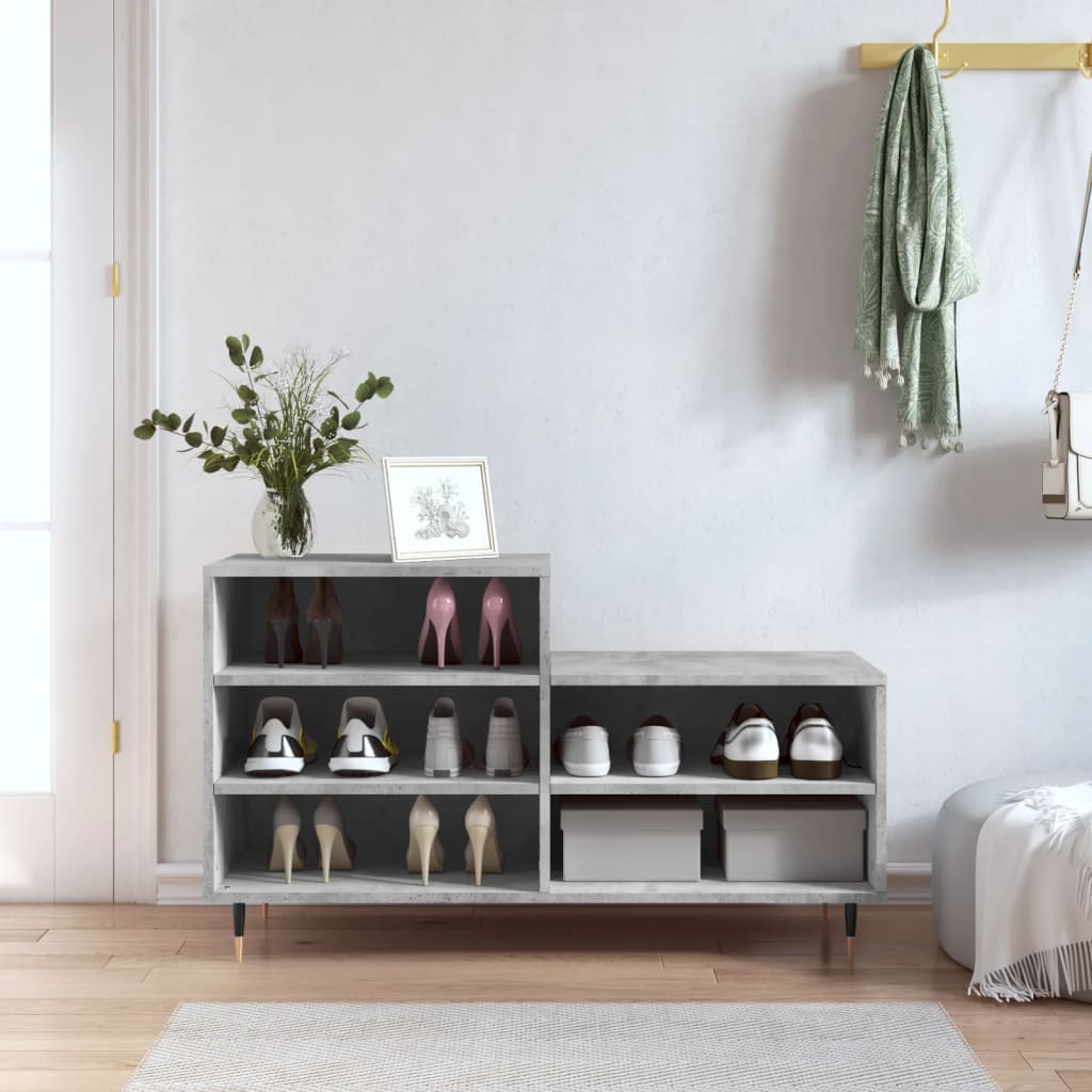 Armoire à chaussures Gris béton 102x36x60 cm Bois d'ingénierie - XIOS