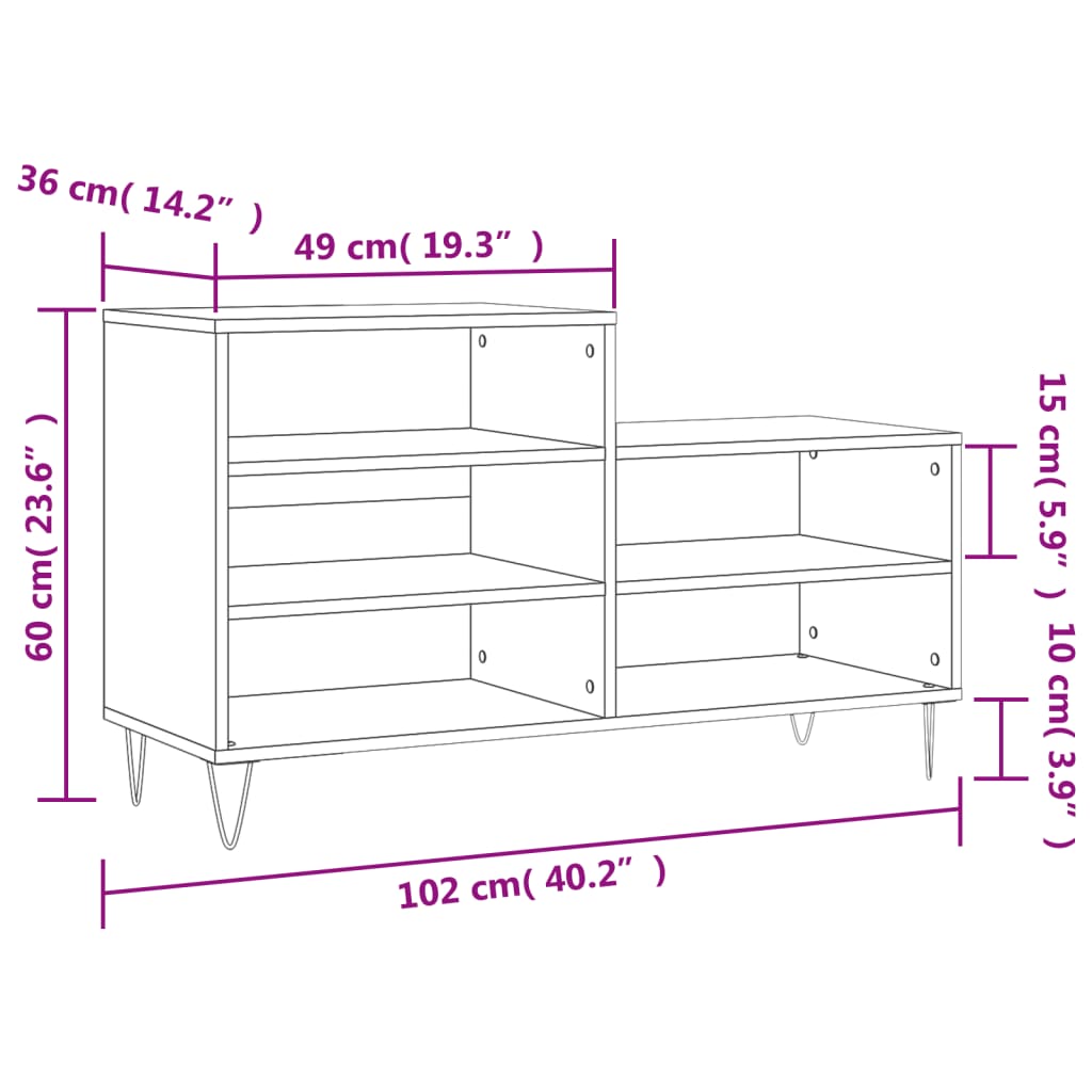 Armoire à chaussures Blanc 102x36x60 cm Bois d'ingénierie - XIOS