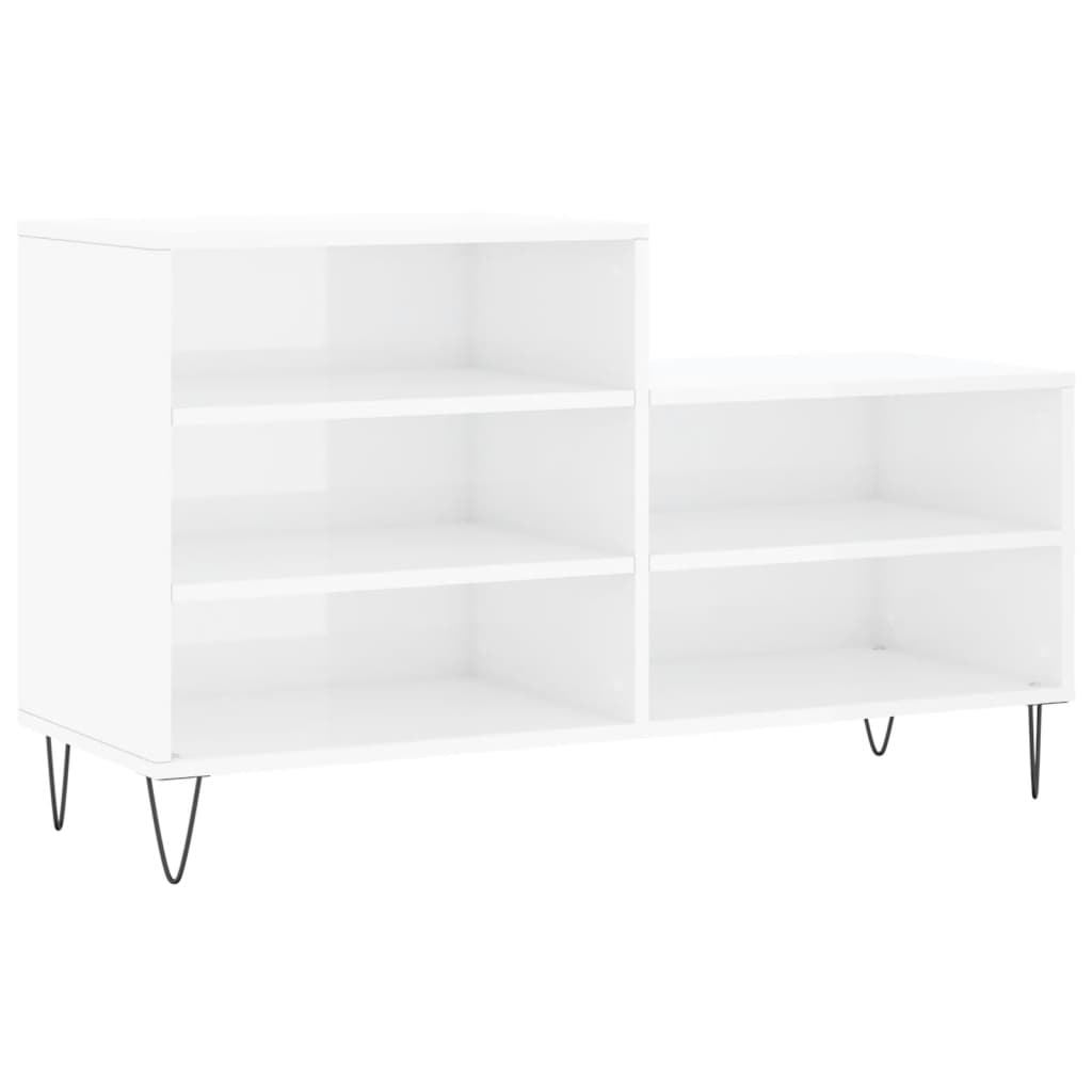 Armoire à chaussure Blanc brillant 102x36x60 cm Bois ingénierie - XIOS