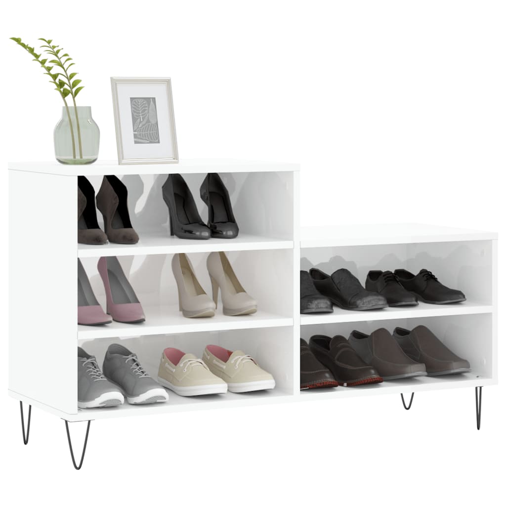 Armoire à chaussure Blanc brillant 102x36x60 cm Bois ingénierie - XIOS