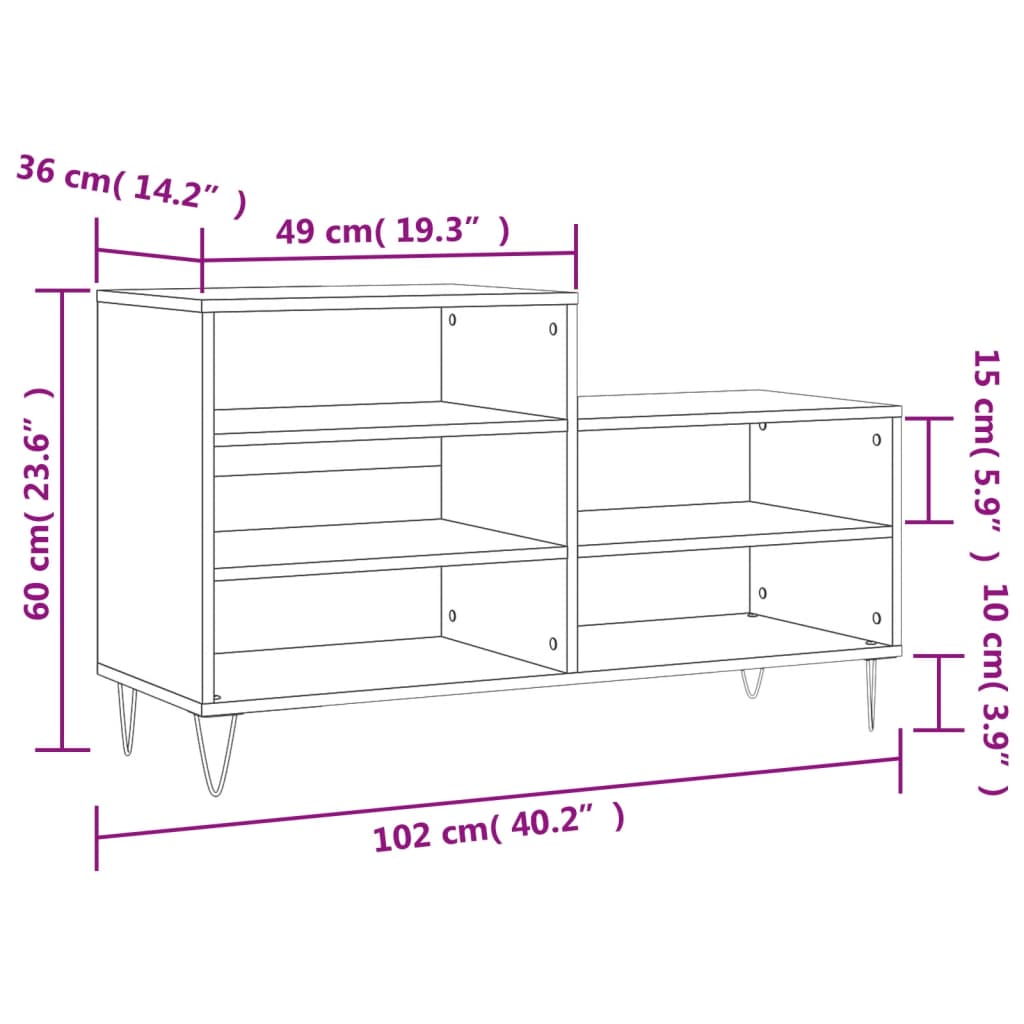 Armoire à chaussure Blanc brillant 102x36x60 cm Bois ingénierie - XIOS