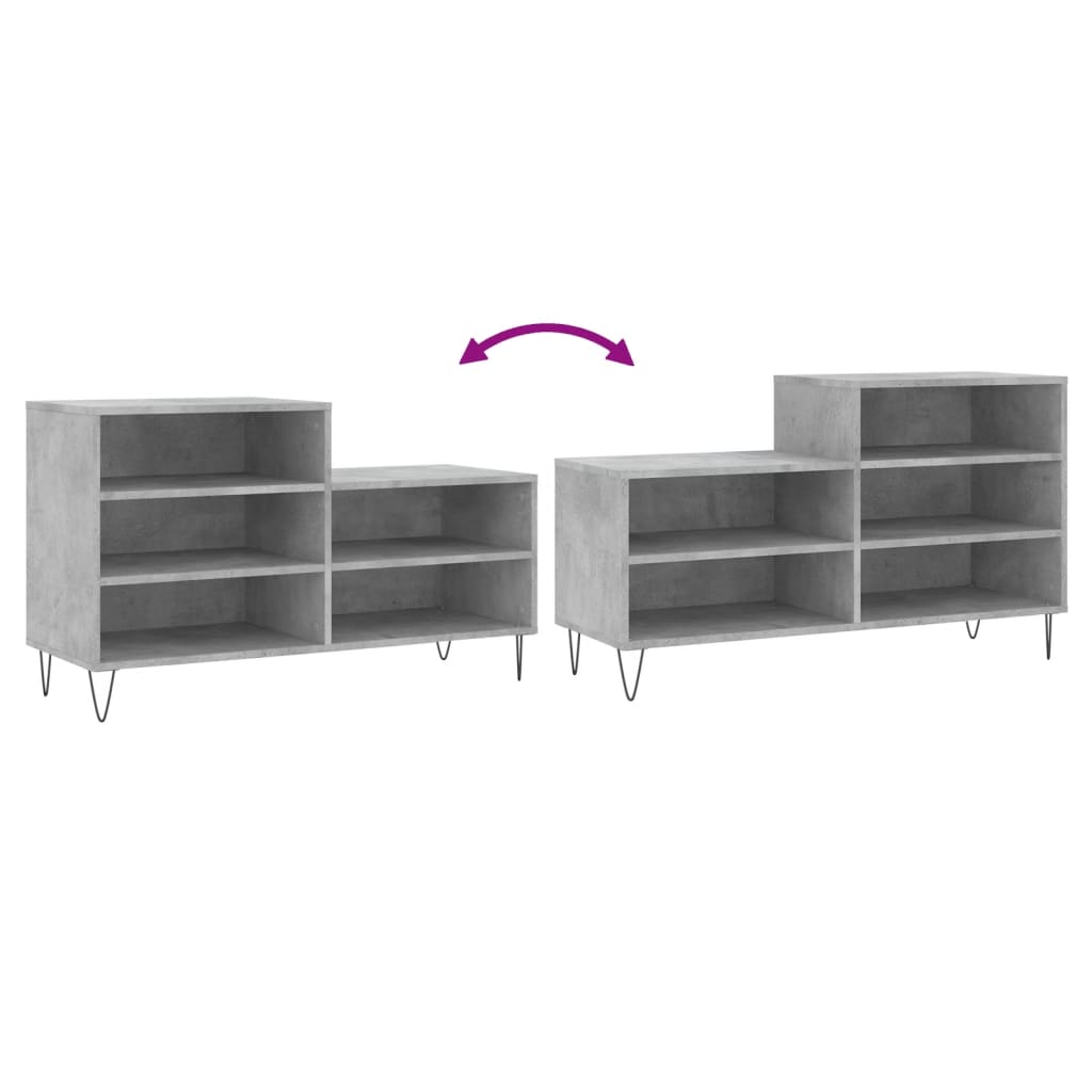 Armoire à chaussures Gris béton 102x36x60 cm Bois d'ingénierie - XIOS