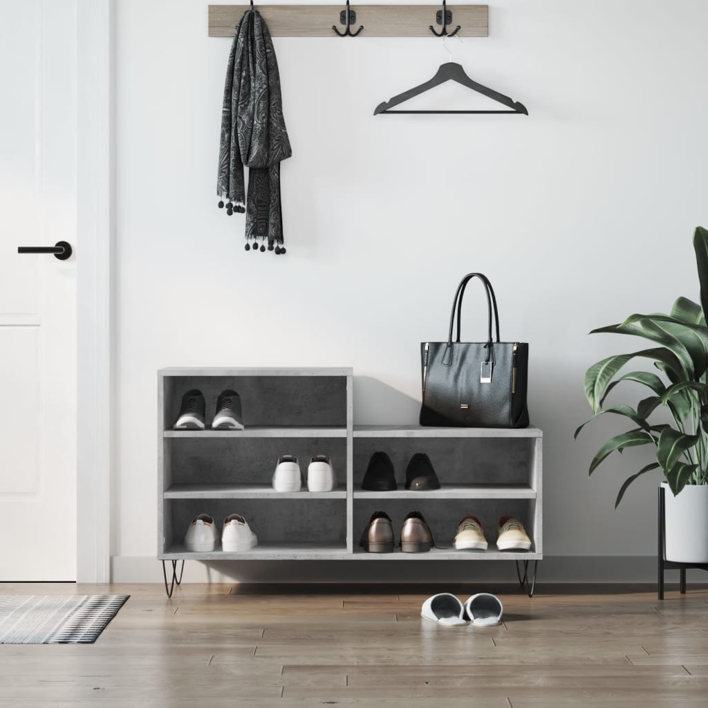 Armoire à chaussures Gris béton 102x36x60 cm Bois d'ingénierie - XIOS