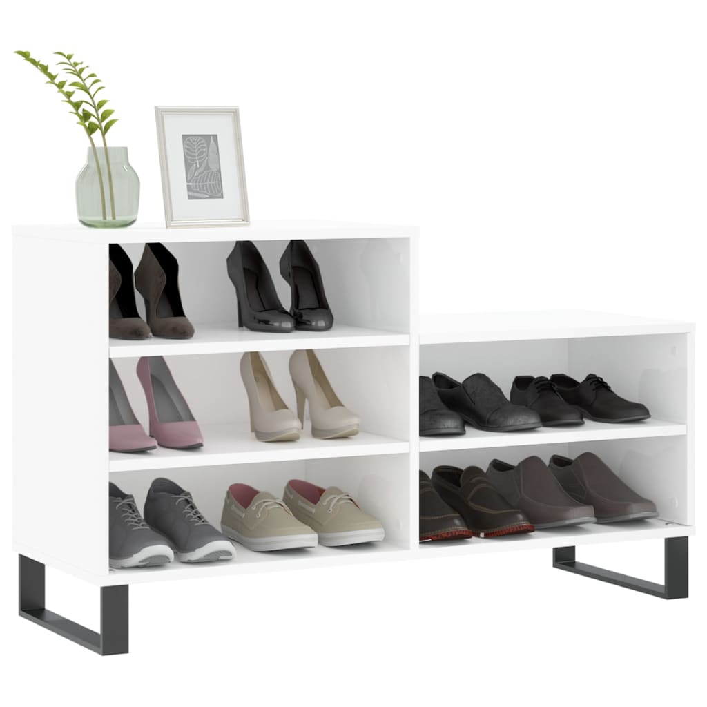 Armoire à chaussure Blanc brillant 102x36x60 cm Bois ingénierie - XIOS