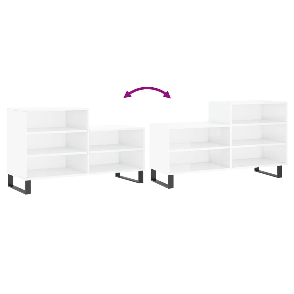 Armoire à chaussure Blanc brillant 102x36x60 cm Bois ingénierie - XIOS
