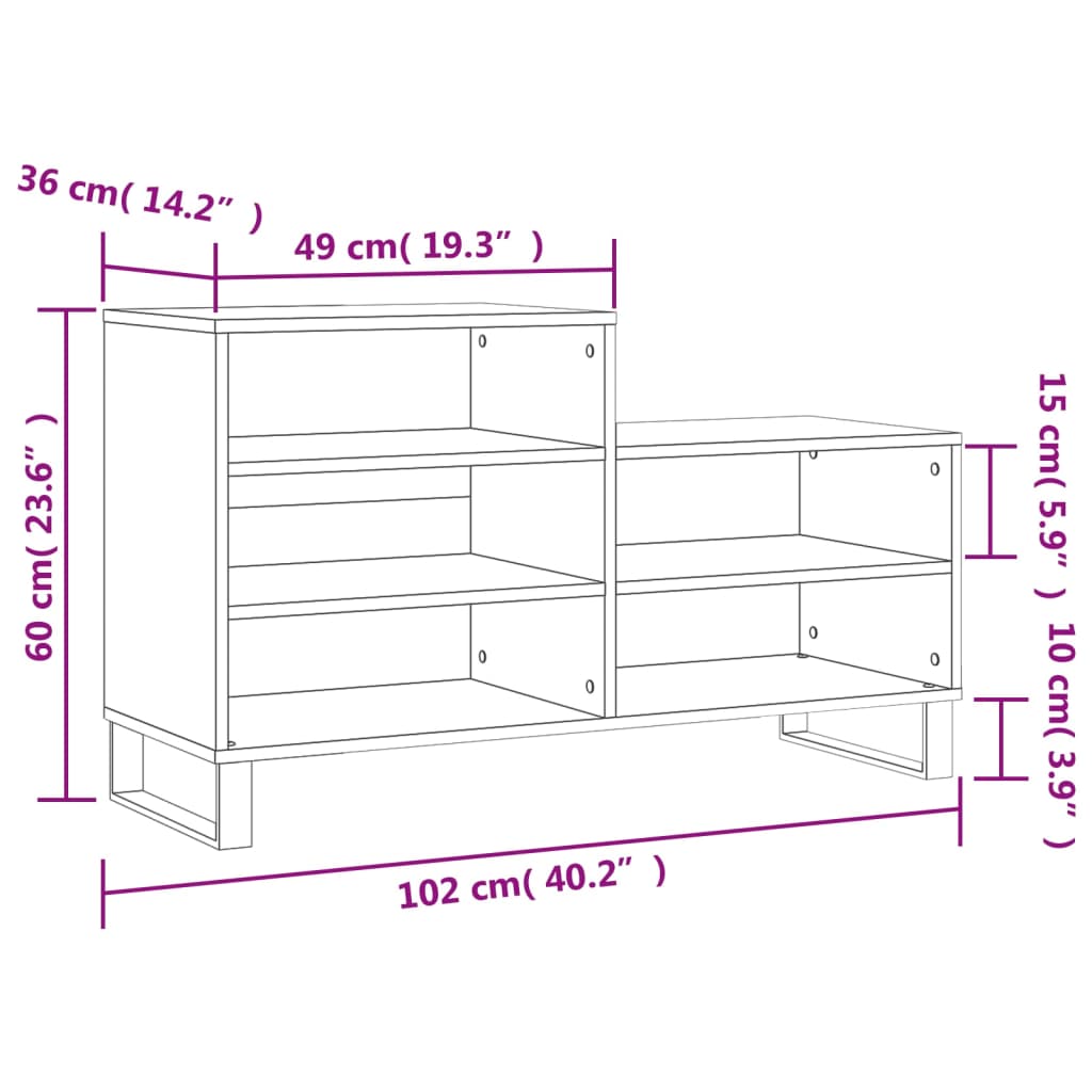 Armoire à chaussure Blanc brillant 102x36x60 cm Bois ingénierie - XIOS