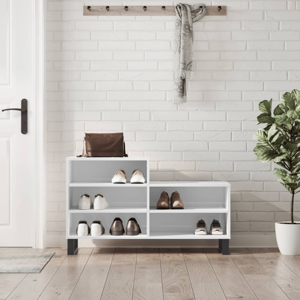 Armoire à chaussure Blanc brillant 102x36x60 cm Bois ingénierie - XIOS
