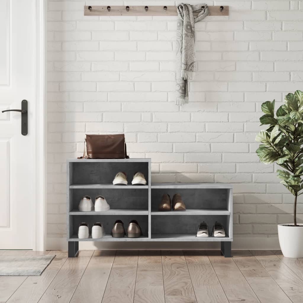Armoire à chaussures Gris béton 102x36x60 cm Bois d'ingénierie - XIOS