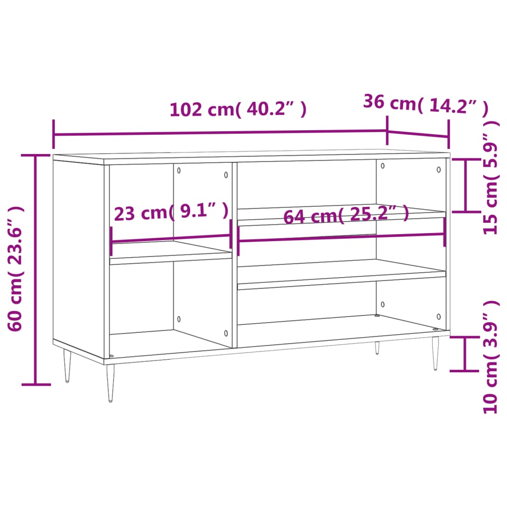 Armoire à chaussures Blanc 102x36x60 cm Bois d'ingénierie - XIOS