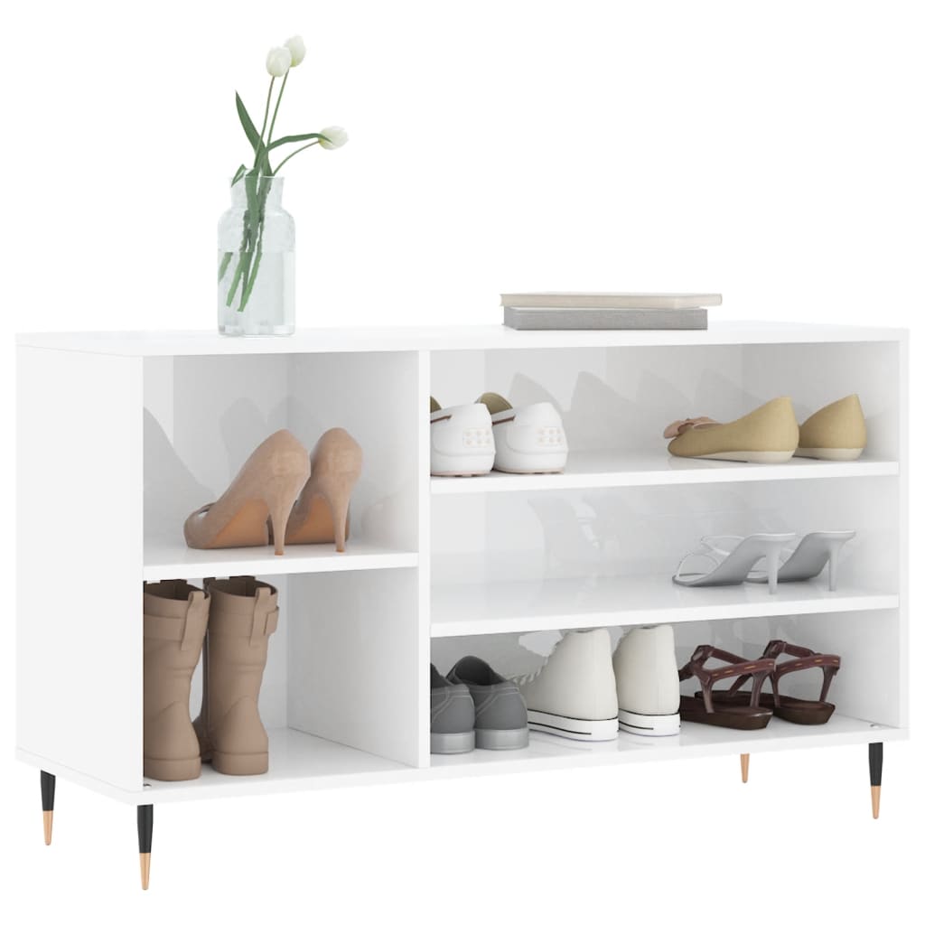 Armoire à chaussure Blanc brillant 102x36x60 cm Bois ingénierie - XIOS