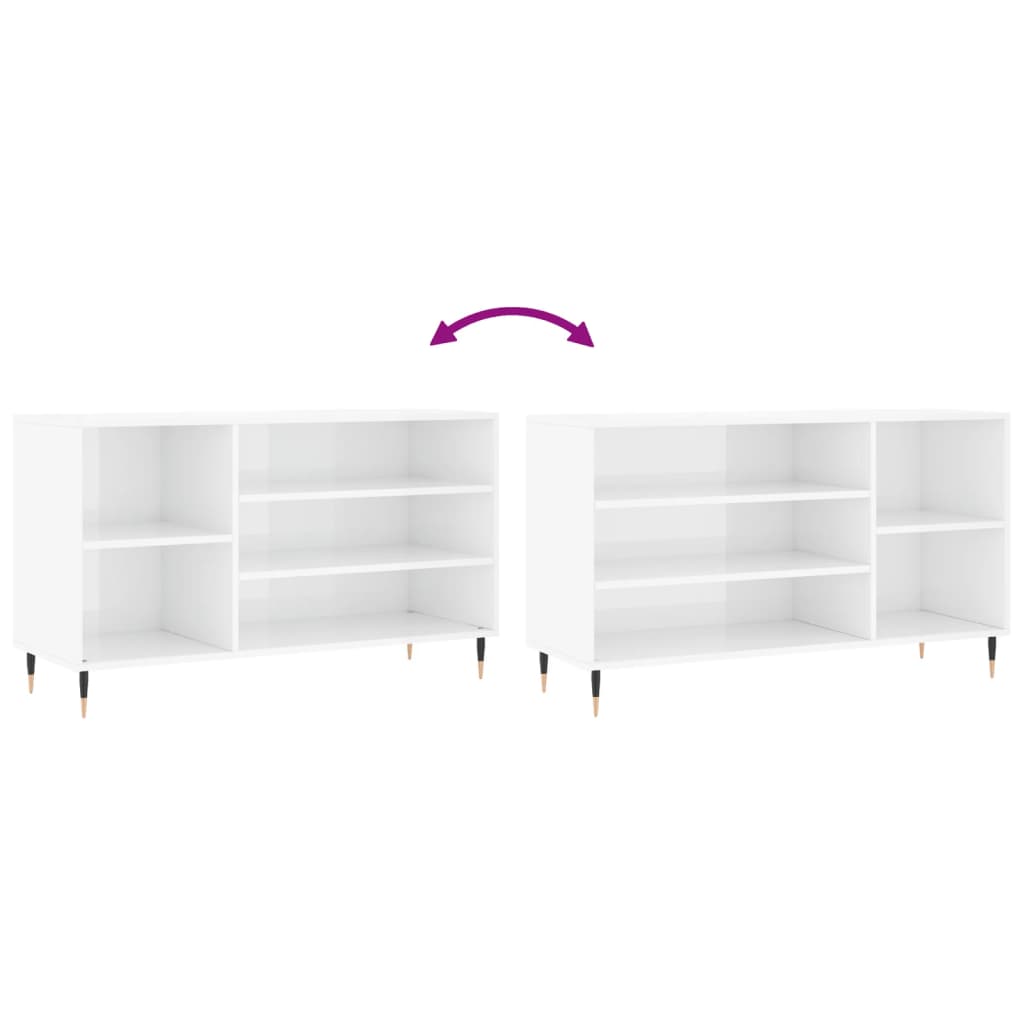 Armoire à chaussure Blanc brillant 102x36x60 cm Bois ingénierie - XIOS