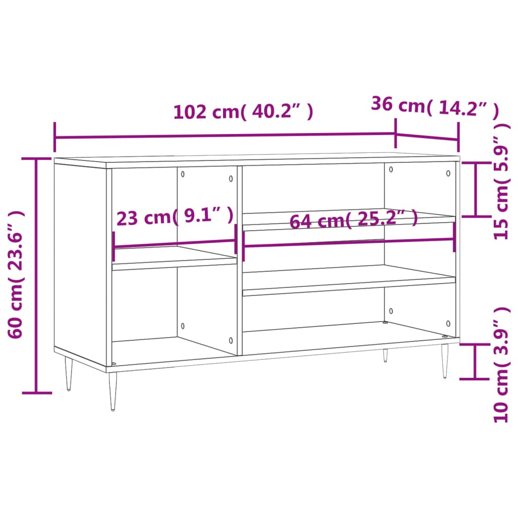 Armoire à chaussure Blanc brillant 102x36x60 cm Bois ingénierie - XIOS