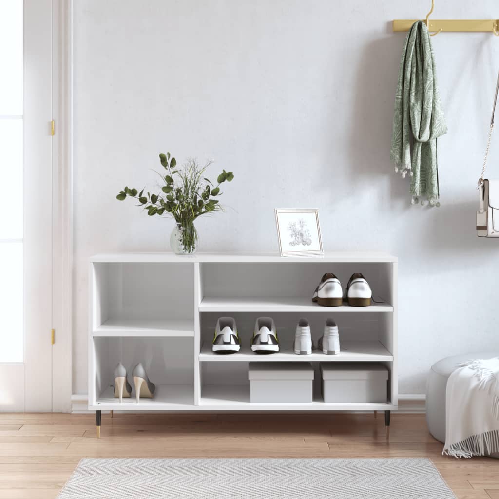 Armoire à chaussure Blanc brillant 102x36x60 cm Bois ingénierie - XIOS