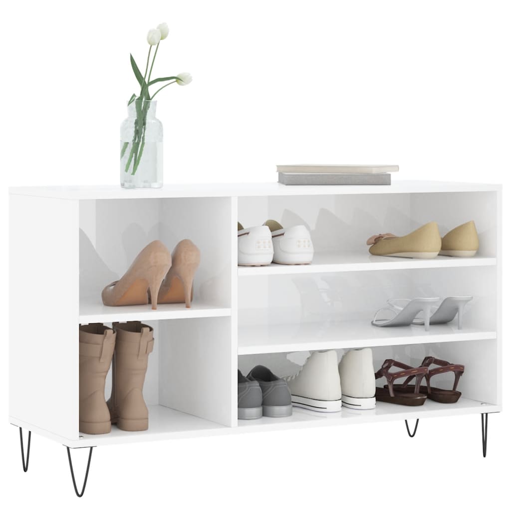 Armoire à chaussure Blanc brillant 102x36x60 cm Bois ingénierie - XIOS