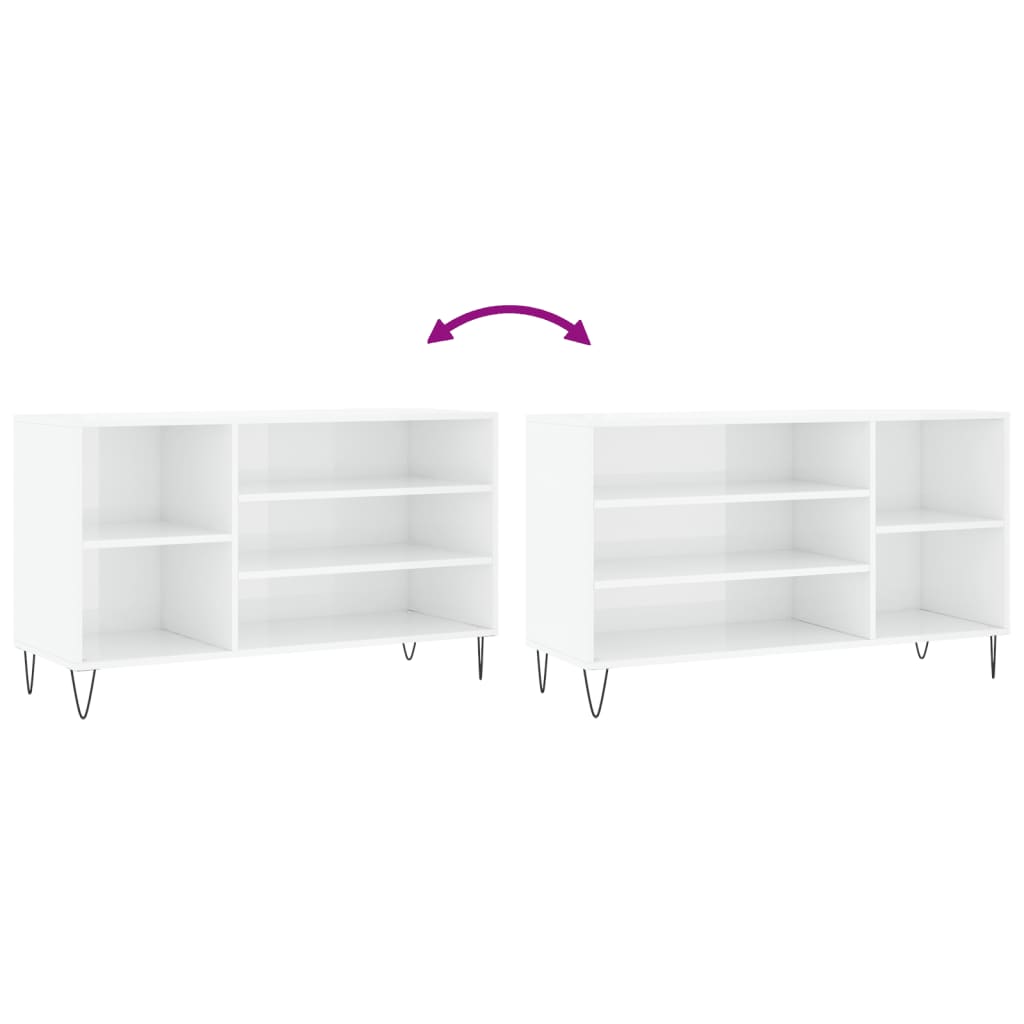 Armoire à chaussure Blanc brillant 102x36x60 cm Bois ingénierie - XIOS