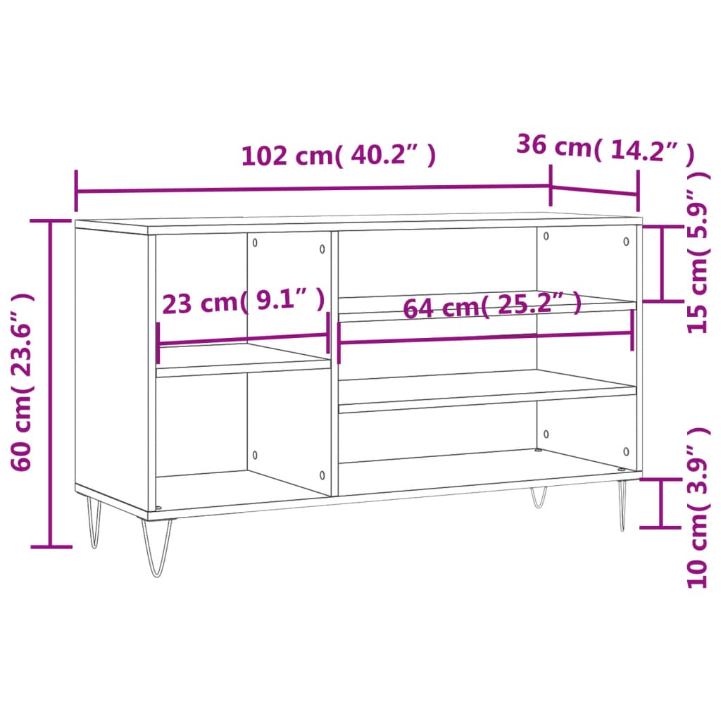 Armoire à chaussure Blanc brillant 102x36x60 cm Bois ingénierie - XIOS