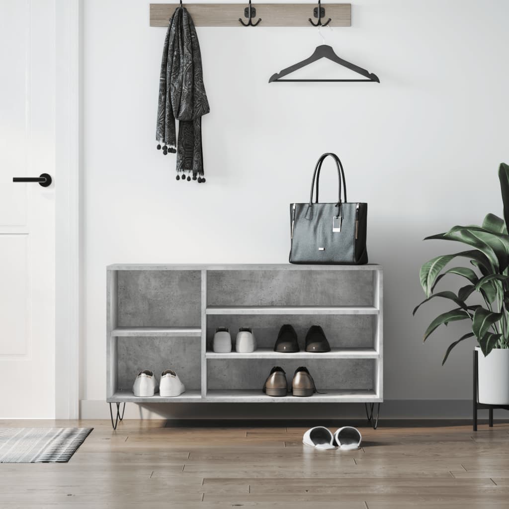Armoire à chaussures Gris béton 102x36x60 cm Bois d'ingénierie - XIOS