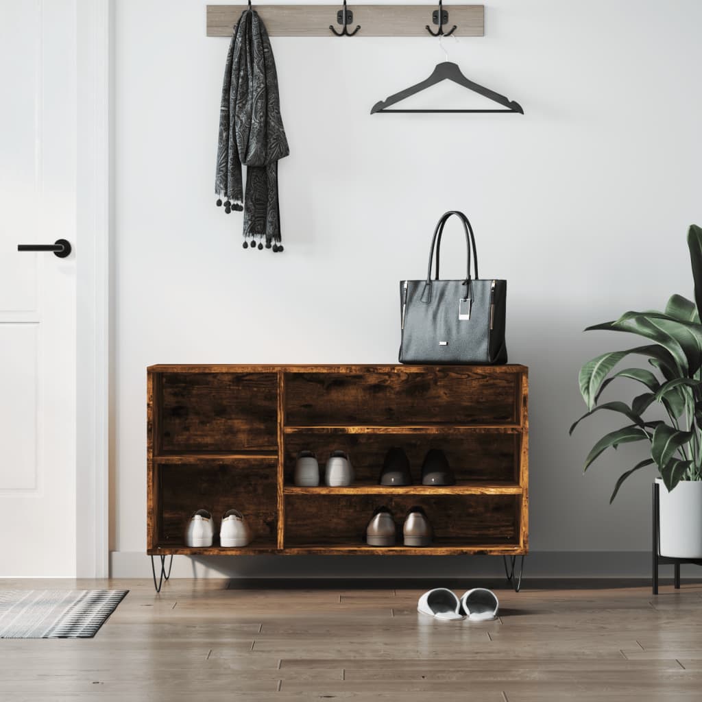 Armoire à chaussures Chêne fumé 102x36x60 cm Bois d'ingénierie - XIOS