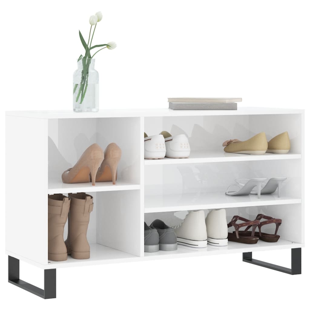 Armoire à chaussure Blanc brillant 102x36x60 cm Bois ingénierie - XIOS
