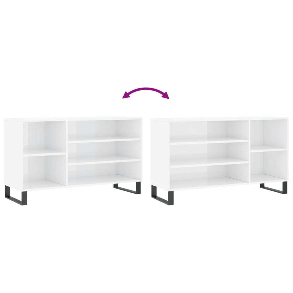 Armoire à chaussure Blanc brillant 102x36x60 cm Bois ingénierie - XIOS