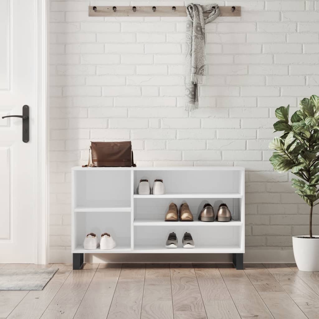 Armoire à chaussure Blanc brillant 102x36x60 cm Bois ingénierie - XIOS