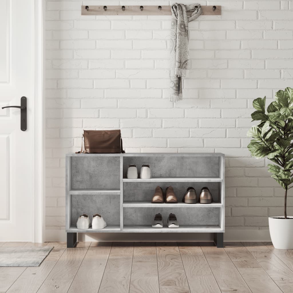 Armoire à chaussures Gris béton 102x36x60 cm Bois d'ingénierie - XIOS